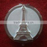 Round Compact Mirror With Decorative Eiffel Tower Decor thumbnail-1