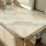 Dining Room White TV Stand Marble Top thumbnail-4
