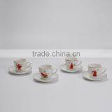 3oz Porcelain Cup and Saucer, White With Decal Printing thumbnail-1