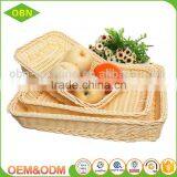 Customized Food Storage Hand Woven Empty Plastic Poly Rattan Bread Fruit Vegetable Display Basket thumbnail-1