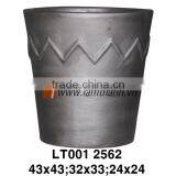 Vietnam Cylinder Pattern Black Painted Terracotta Pottery thumbnail-1