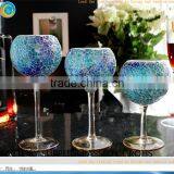 Mosaic Goblet Long Stem Glass Candlestick Holders