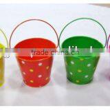 Zinc With Handle Printing Finished Round Shape Flower Pot thumbnail-2