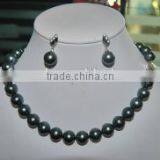 9-10mm AA Black South Sea Pearl Necklace and Earings With Sterling Silver Clasp thumbnail-1