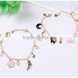 Cat Bowknot Star Moon Gold Charms Bracelet Gold Chain Bracelet thumbnail-2