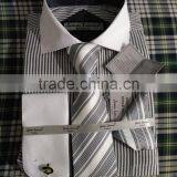 Stock USA Men Oxford Stripes Dress Shirt With Tie/Hankie/Cufflinks thumbnail-4