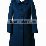 Ladies Straight Fit Formal Navy Blue Wool Coat thumbnail-2