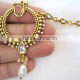 Polki HOOP NATH Press NOSE RING GOLD PLATED thumbnail-4
