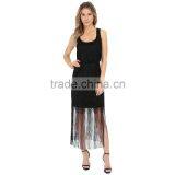 Ladies New Model Dress & Ladies Fashion Lace Dresses Black With Tassel thumbnail-1