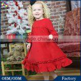FallWinter For Christmas Red Vitage 3 Sleeve Cotton Babydoll Twirl Party Prom Dresses Children Frock Designs For Cutting thumbnail-1