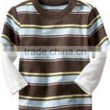 BOYS STRIPED T SHIRT WITH CONTRAST LONG SLEEVES AND SNAP OPENING AT SHOULDERS thumbnail-1