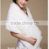 Best Deal New Fashion White Colour Trendy Bride Wedding Dress Faux Fur Shawl Wedding Shawl Streamer Gift thumbnail-2