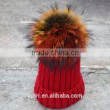 Wholesale Beanie Hats With Raccoon Fur Ball for Lady thumbnail-3