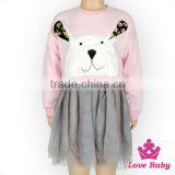 Baby Girl Winter Formal Dresses Cute Rabbit Long Sleeve Pink & Gray Tutu Dress thumbnail-3