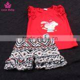 High Quality Embroidered Bunny Girls Cotton Summer Short Ruffle Outfits Kids Boutique Outfit thumbnail-1