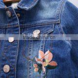 S33420W Kid Jean Jacket For Girl Flower Embroidered Jacket Baby Girl Child Denim Jacket thumbnail-3