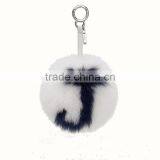 Myfur Customized 26 English Letters Fox Body Fur Made Lady Bag Charm Keychain thumbnail-2
