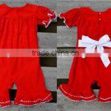 Private Label Child Clothes Wholesale Red Plain Jumpsuit Baby Girls Cotton Romper Toddler Clothing thumbnail-1