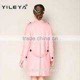Latest 2015 Thick Warm Lovely Pink Women Office Coat With Double Breasted Design thumbnail-2