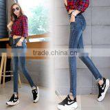 Cotton High Waist Women Pencil Pants Printed Letter Blue New Model Jeans Pants thumbnail-2