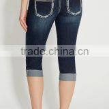 Dark Wash Capri With Button Closure #82768 thumbnail-3