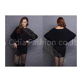 Black Dolman Sleeve Acrylic Womens Long Sweater Pullover in Round Neck