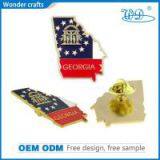 Eco-friendly Punching Brass Material Pure Gold Plated Emblem Badges With Butterfly Clutch