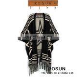 Black Great Star Pattern Woman Cardigan Shawl Style With Fringes Crochet Sweater Pattern thumbnail-1