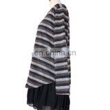 With Chiffon Lining Acrylic Striped Frill Hem Casual Wear Tunic For Fat Women thumbnail-2