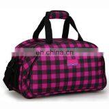 20 inch Pink and Black Fashionable Plaid Sports Duffel Tote School Gym Bag