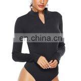 Wholesale Hot Selling Women's Long Sleeve Sexy Bottom Sweater Zip Stand Collar Slim Knit Jumpsuit Bottoming Sweater thumbnail-1