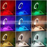 TikTok Youtube Live LED Colorful Dimmable Ring Light USB Big Selfie RGB Ring Light Lamp With Tripod Stand thumbnail-6