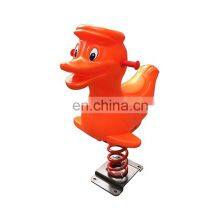 Kids Cartoon Ride on Toy Outdoor Playground Equipment Rides Orange Duck Plastic Spring Rocking Horse for Sale thumbnail-1
