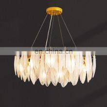 Hotel Villa Project Decorative Lighting White Glass Leaves Luxury Crystal Chandelier Post Modern Ceiling Pendant Lamp thumbnail-2