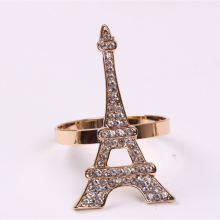 Creative Rose Gold Alloy Eiffel Tower Crystal Rhinestone Napkin Ring thumbnail-1