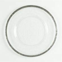 13-inch Clear Glass Round Hammered Charger Plates With Silver Rimmed for Weddings Churches Restaurants and Events thumbnail-5