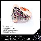 Pave Wedding Ring Set Silver Rose Gold Plating Engagement Couple Ring With Colorful Zircon Wholesalers Jewelry -SLS thumbnail-2
