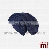 Midnight Navy Blue Chunky Rib Knit Cashmere Slouch Beanie thumbnail-1
