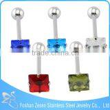 Medical Steel Synthetic Opal Piercings Body Jewelry Round Shaped Tongue Ring thumbnail-6