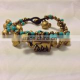 Thailand handmade unique turquoise bracelet with strawberry and elephant brass