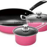 Hot Sale Pink Color Aluminum Non-stick & Ceramic Coating Cookware Set thumbnail-1