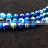 10mm Natural Blue Color Faceted Round Agate Beads Gemostone Beads With Vein thumbnail-1