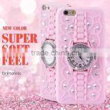 Best Real Beaded Watch Kickstand Phone Case with Diamond TPU Back Cover for Iphone6 6plus and for Samsung