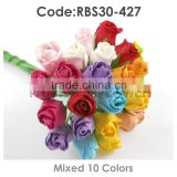Rianbow Small Semi Open Rosebuds Handmade Mulberry Paper Flower, Wedding Party, Scrap-booking Crafts RBS30