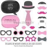 Pink Mustache Bash - Piece Photo Booth Props Kit - 20 Count thumbnail-2