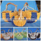 Colorful Storage Rattan Basket Set of 3 With Handle thumbnail-2