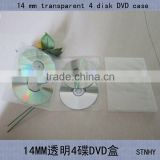 14mm transparent 4 disc DVD case