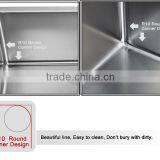 Stainless Steel Single Bowl Handmade Kitchen Sink With Drain Board/with Tray 9645-4 thumbnail-4