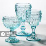 SAMYO Handcrafted Home Usage Pressed Flower Pattern Glass in Bule Color thumbnail-1