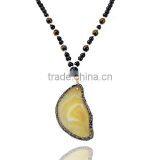 Fashionable Yellow Agate Pendant Vintage Design Necklace in Great Demand thumbnail-2